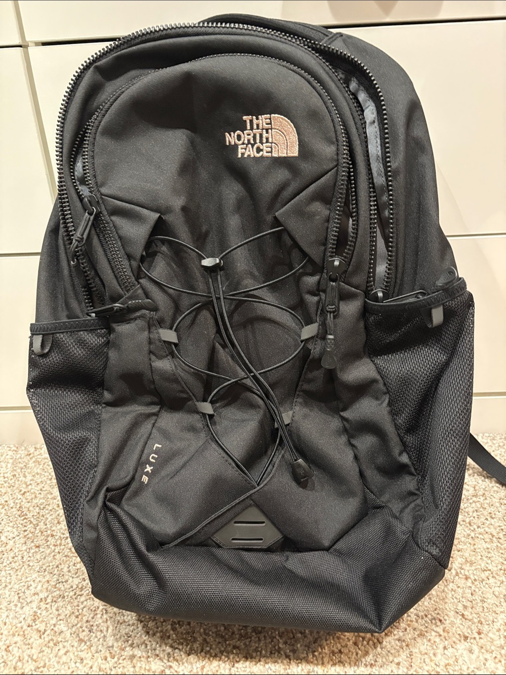 The North Face Black Luxe Backpack with Subtle Logo Accent